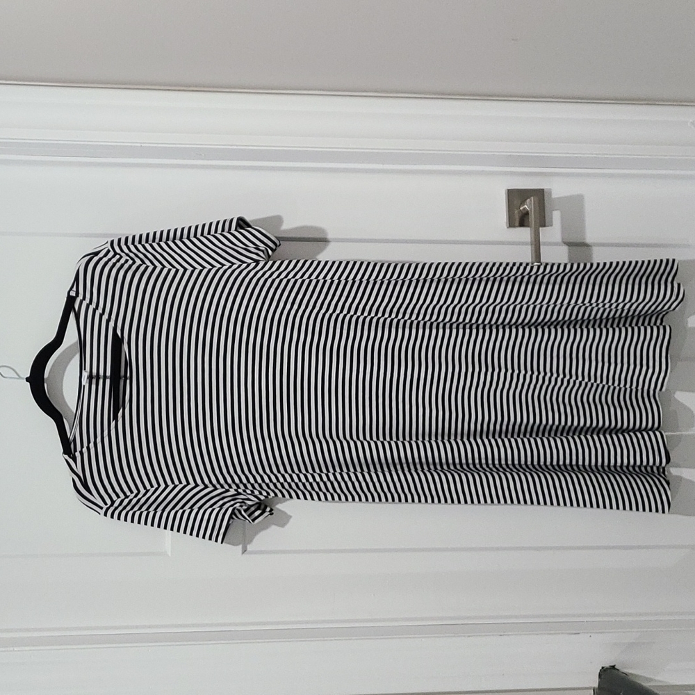 Black and white striped jersey dress